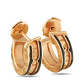 Rose gold ceramic hoop earrings with black enamel insets
