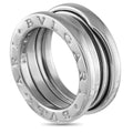 Bvlgari B.zero1 18K white gold ring pair with engraved roman numerals, round profile