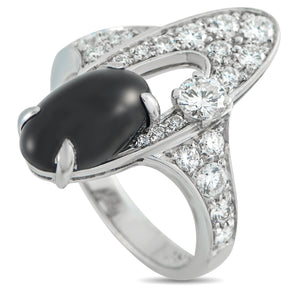 Bvlgari Elysia 18K White Gold 0.65ct Diamond and Onyx Ring