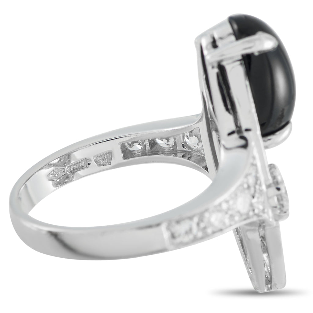 Bvlgari Elysia 18K White Gold 0.65ct Diamond and Onyx Ring