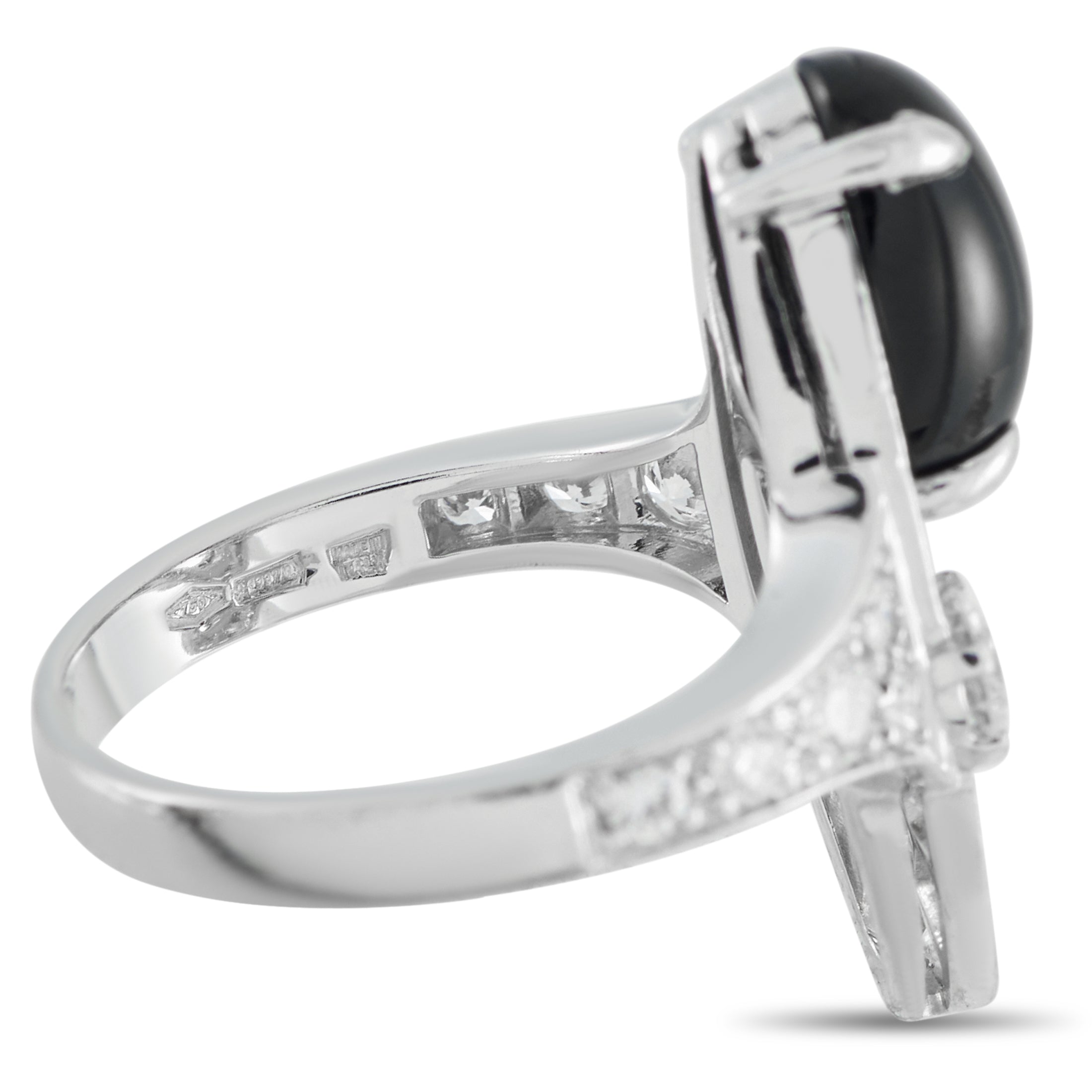 Bvlgari Elysia 18K White Gold 0.65ct Diamond and Onyx Ring