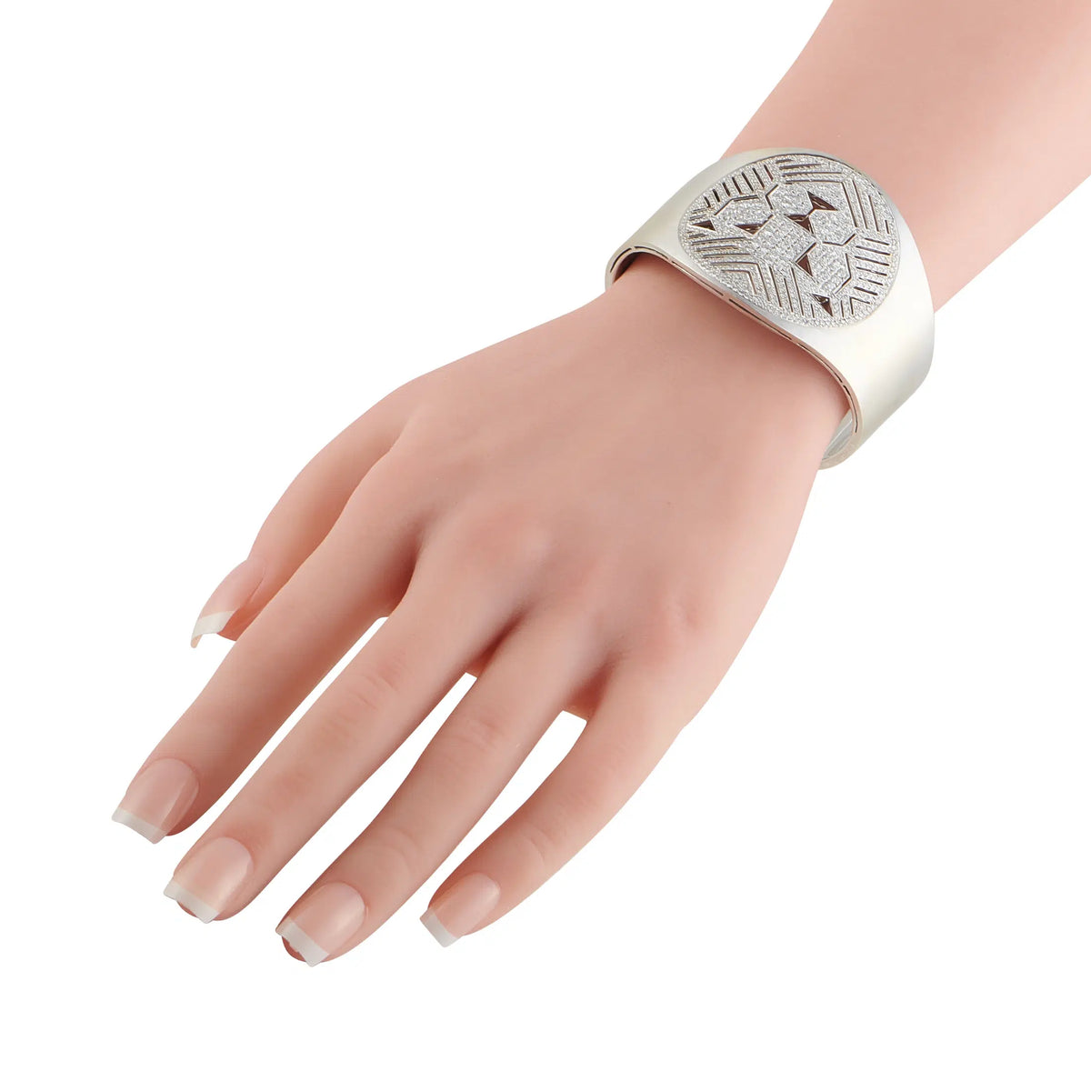 Bvlgari Enigma white gold cuff bracelet with engraved oval top