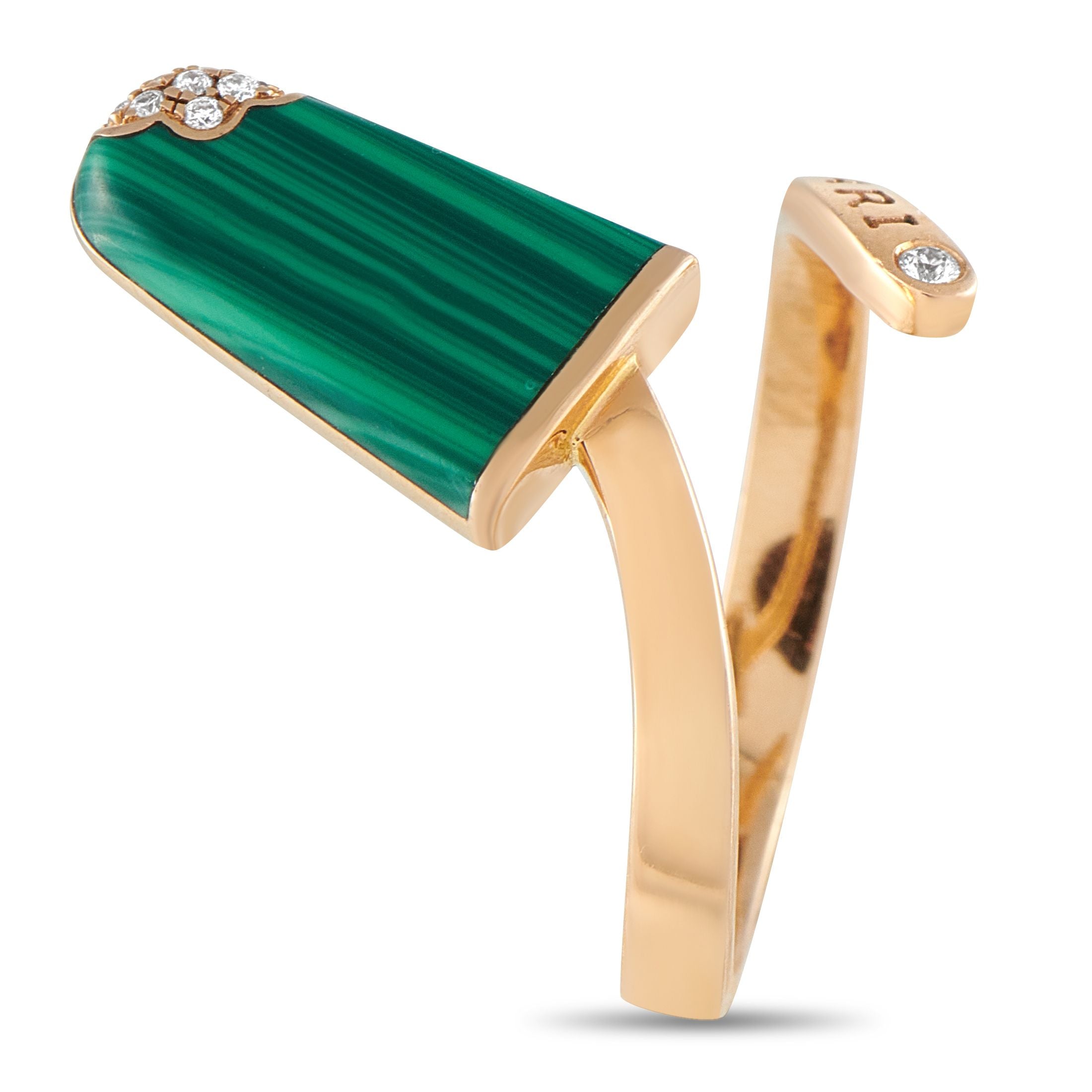 BvlgariGelati 18K Rose Gold Diamond and Malachite Ring