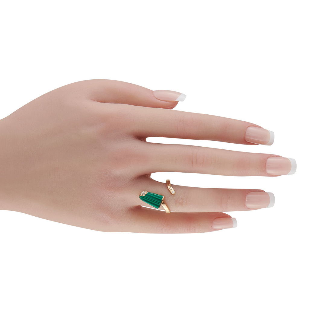 BvlgariGelati 18K Rose Gold Diamond and Malachite Ring