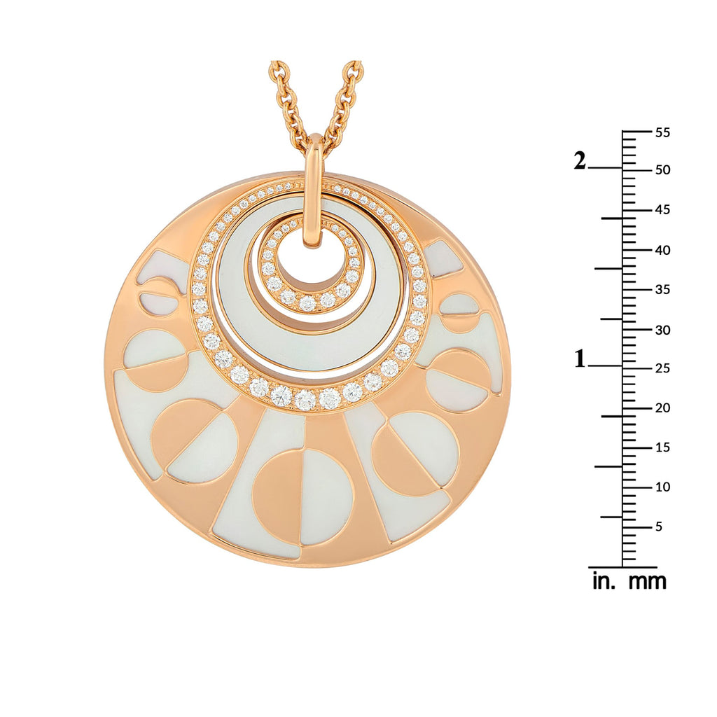 Bvlgari Intarsio 18K Rose Gold 1.50ct Diamond and Mother of Pearl Pendant Necklace