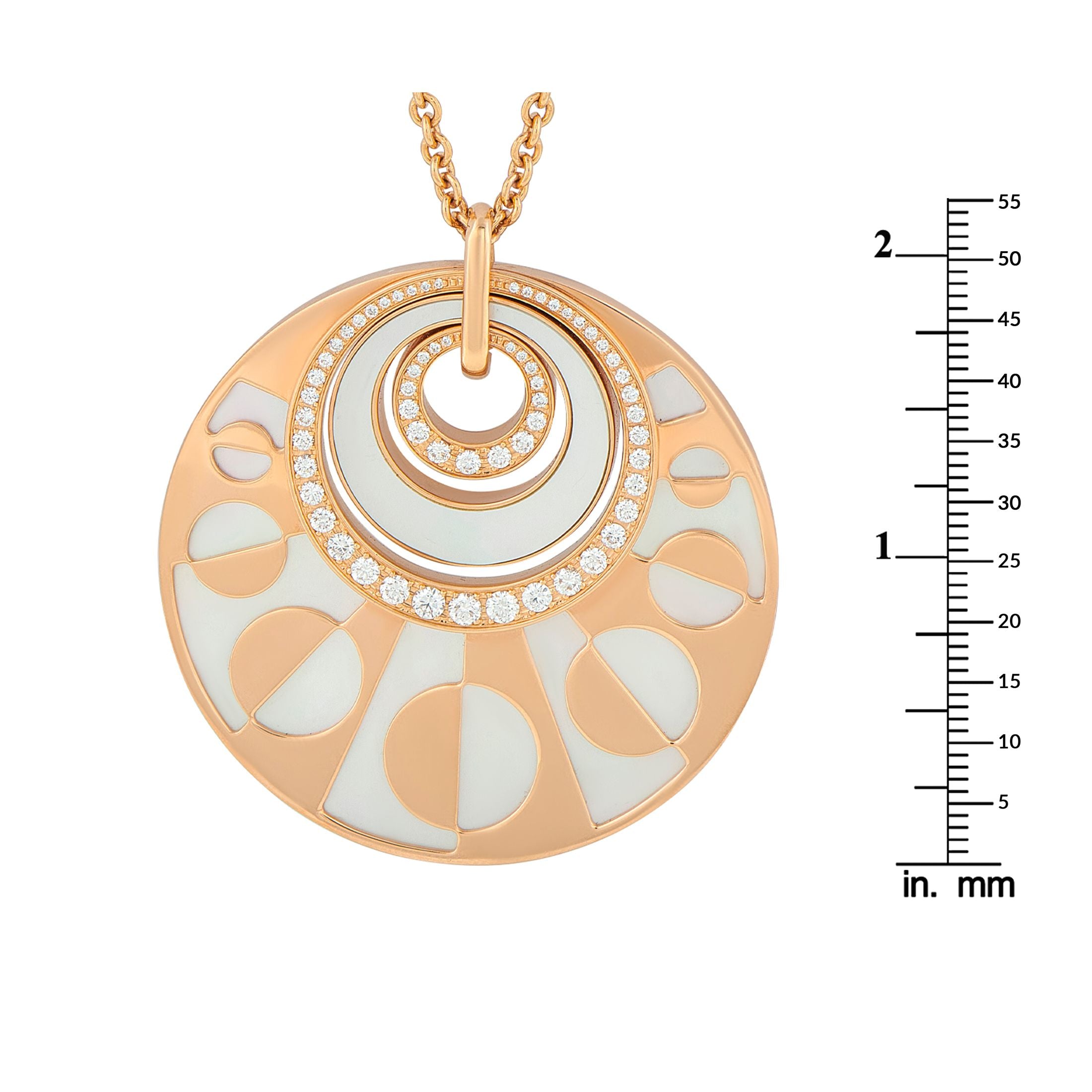 Bvlgari Intarsio 18K Rose Gold 1.50ct Diamond and Mother of Pearl Pendant Necklace