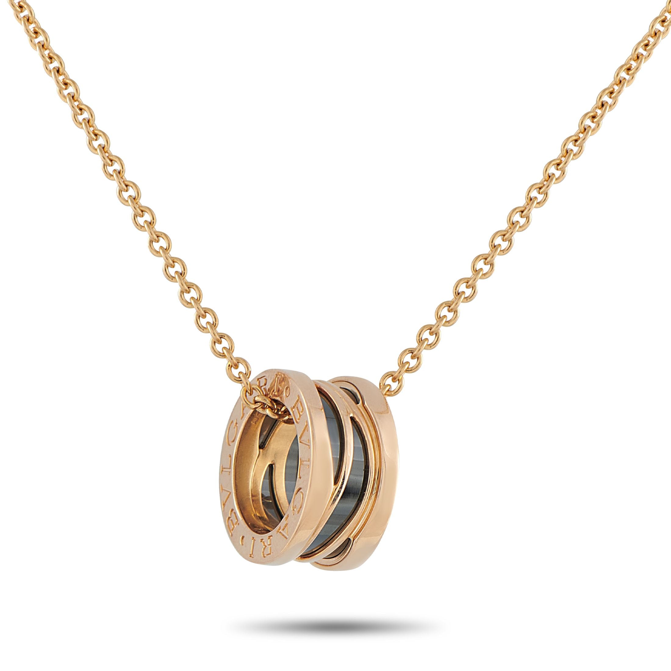 BvlgariLegend 18K Rose Gold Ceramic Necklace – Like all pieces from the collection, this Bvlgari Legend necklace is bold and 
