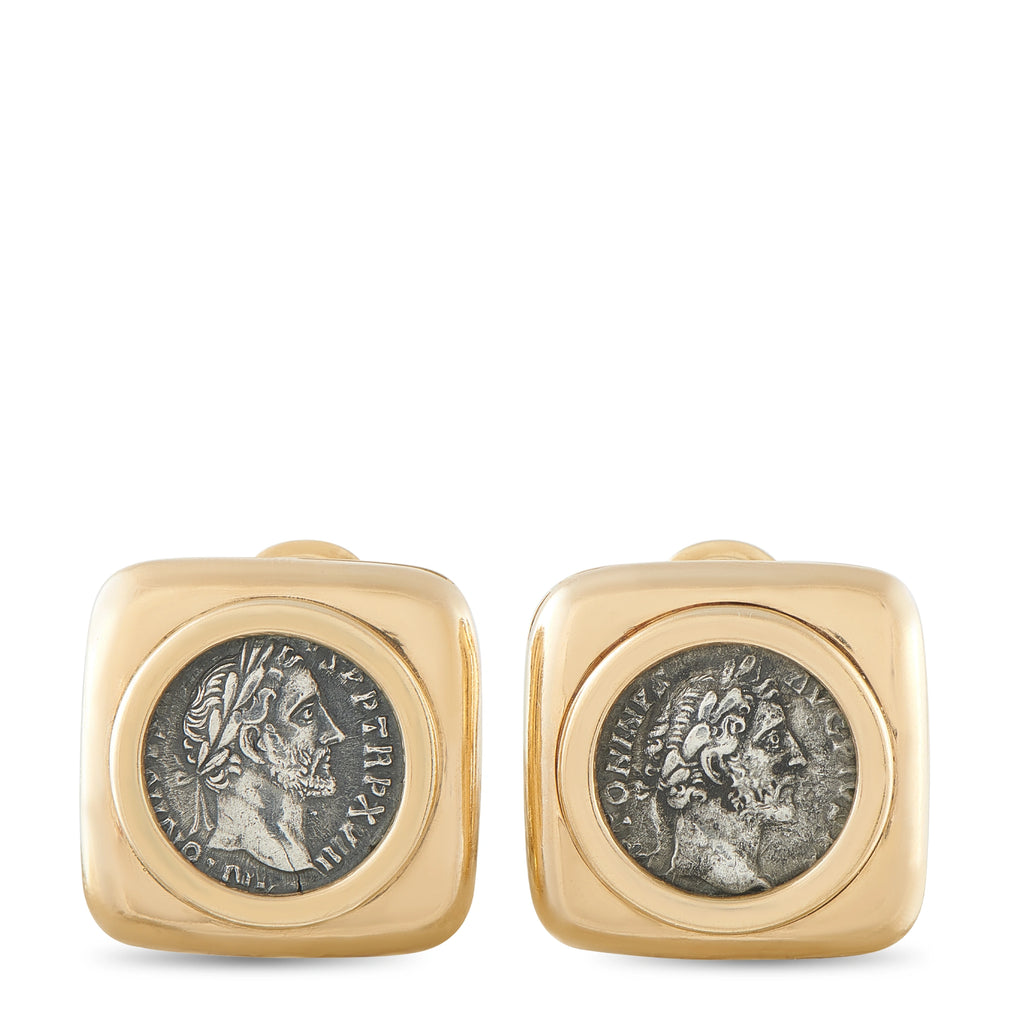 Bvlgari Monete 18K Yellow Gold Ancient Coin Earrings