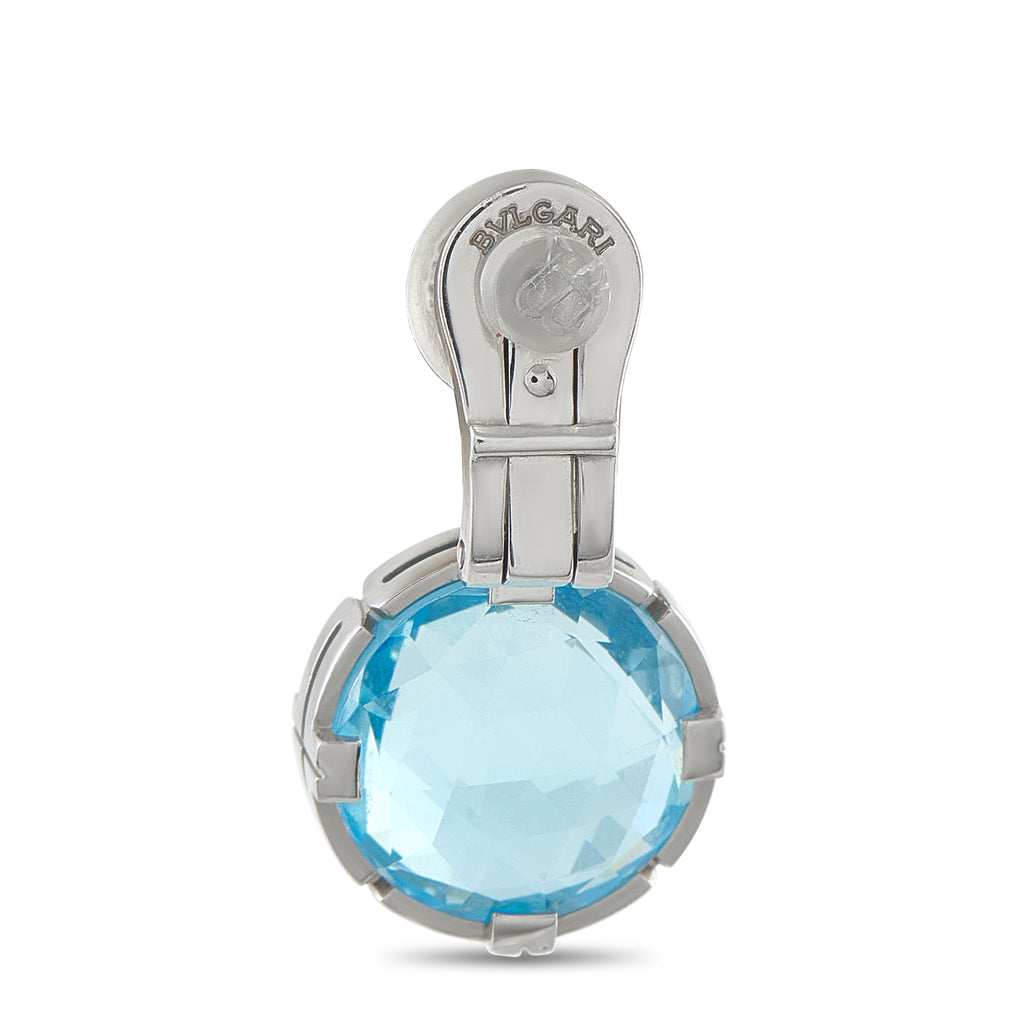 Bvlgari Parentesi 18K White Gold Diamond and Topaz Clip-On Earrings