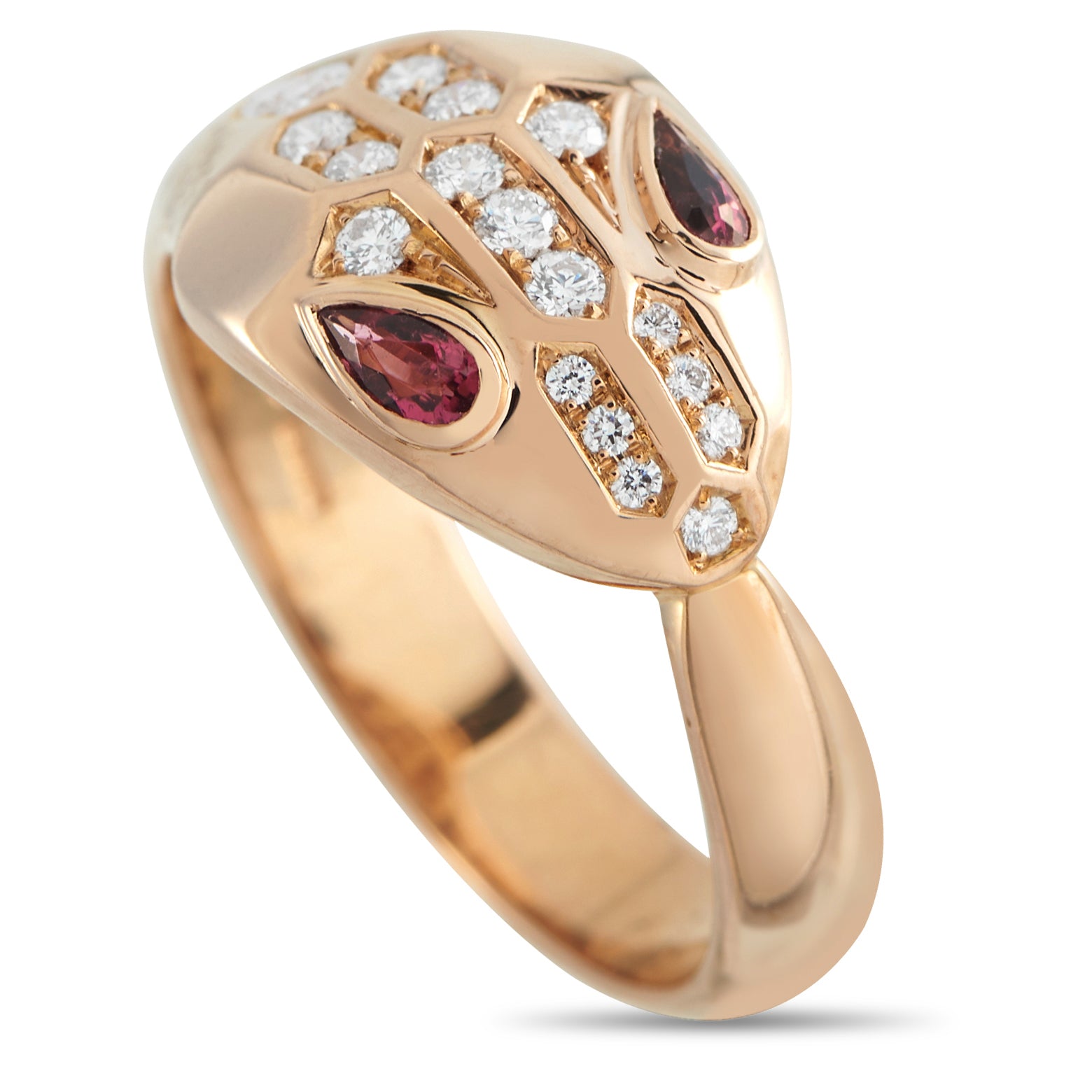Bvlgari Serpenti Seduttori 18K Rose Gold Diamond and Tourmaline Ring