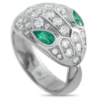 Bvlgari Serpenti Seduttori 18K White Gold Diamond Emerald Ring