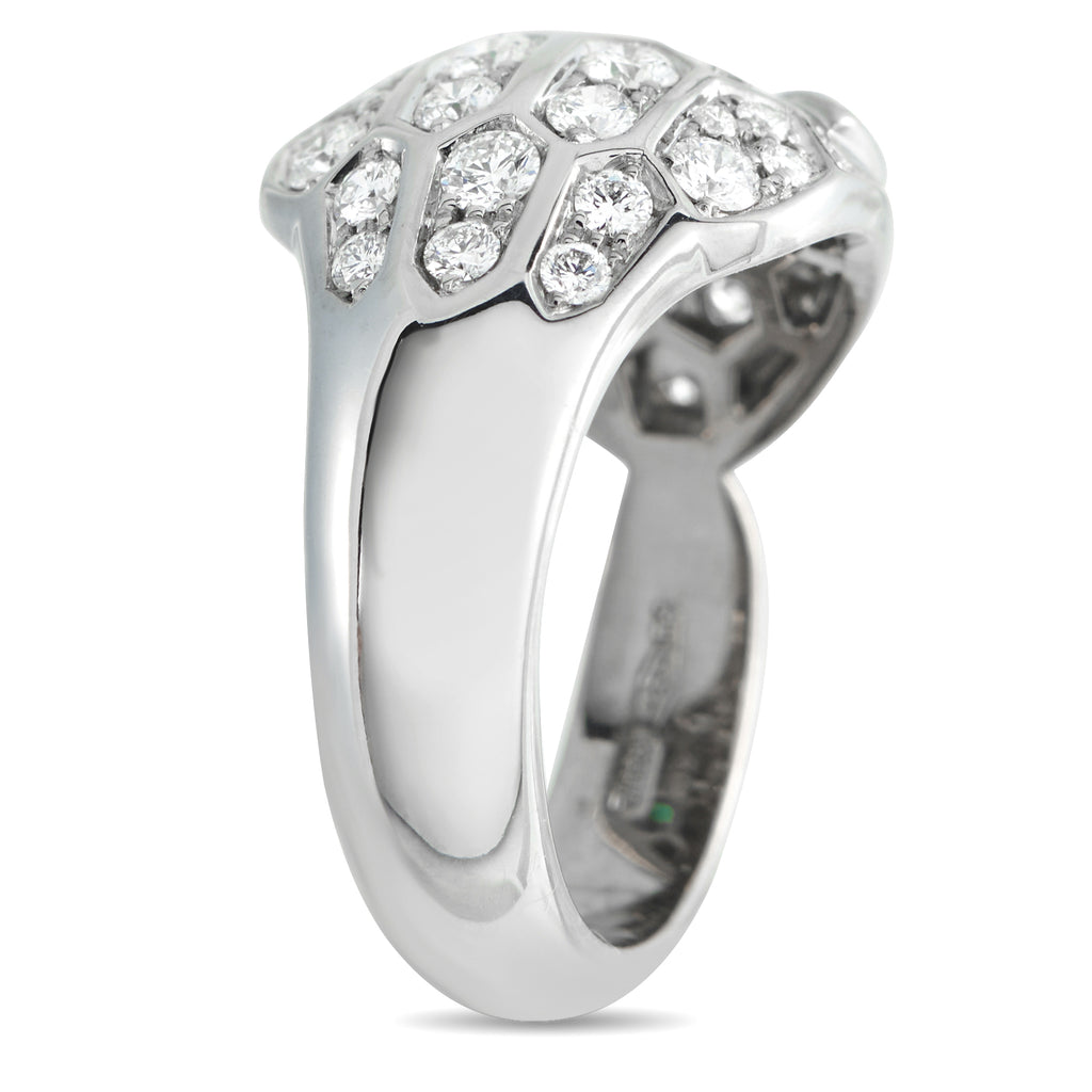 Bvlgari Serpenti Seduttori 18K White Gold Diamond Emerald Ring