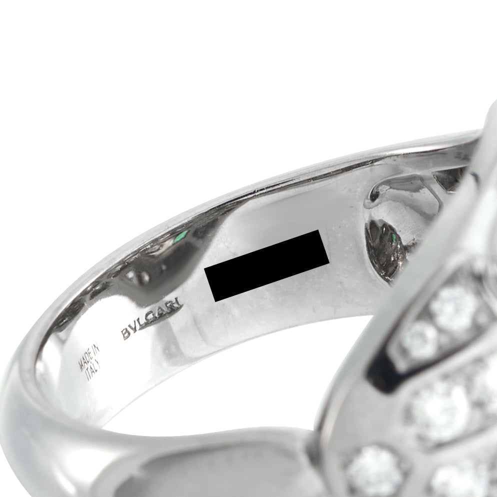 Bvlgari Serpenti Seduttori 18K White Gold Diamond Emerald Ring