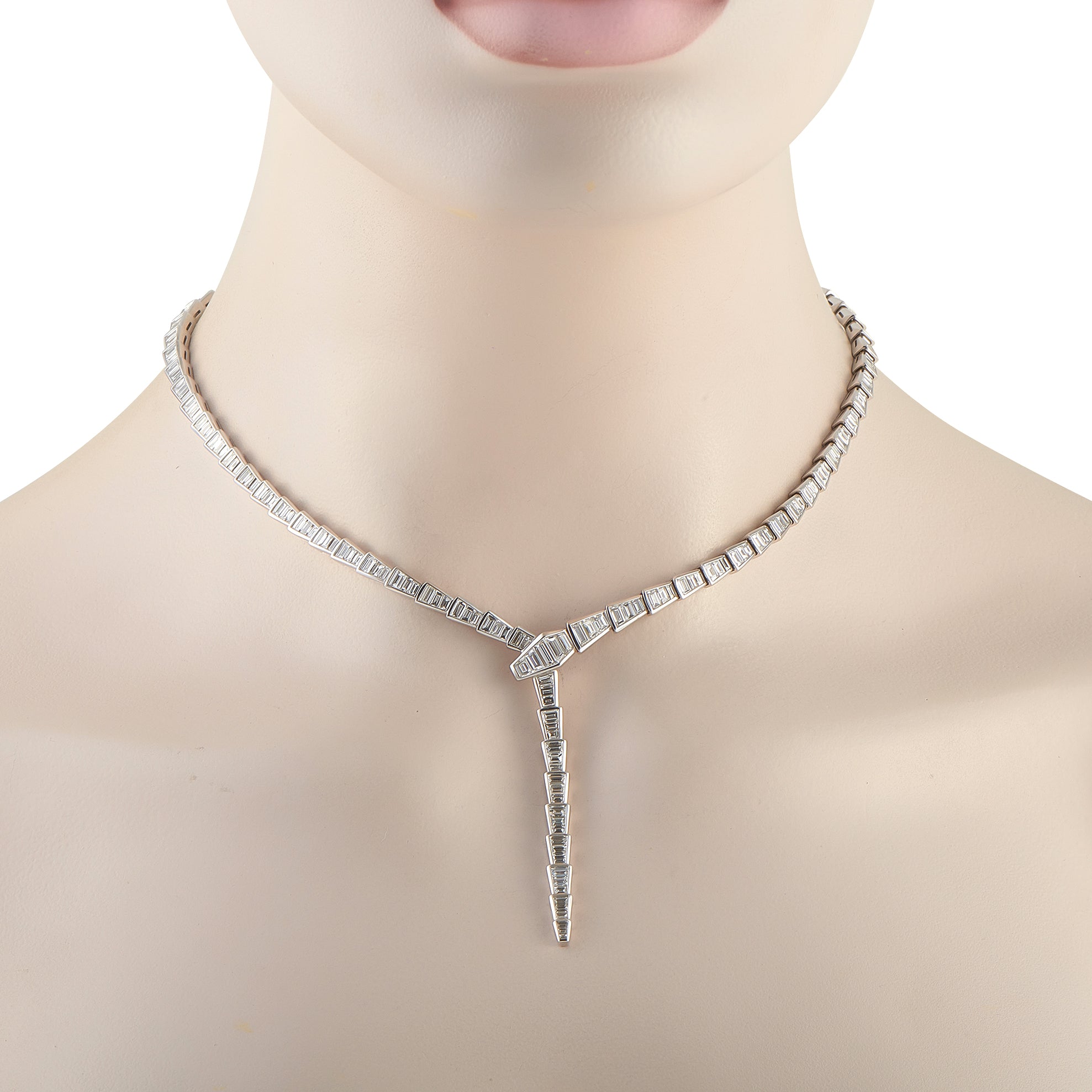 BVLGARI Serpenti 18K White Gold 14.03ct Diamond Necklace