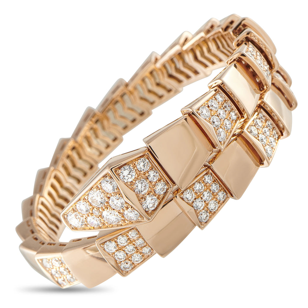 18K rose gold diamond bracelet with geometric marquise links and bezel-set stones