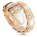 BVLGARI Serpenti Viper 18K Rose Gold Diamond and Mother of Pearl Ring