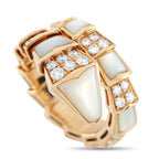 Bvlgari Serpenti Viper 18K Rose Gold 0.90ct Diamond and Mother of Pearl Ring