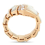 Bvlgari Serpenti Viper 18K Rose Gold 0.90ct Diamond and Mother of Pearl Ring