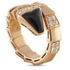 Bvlgari Serpenti Viper 18K Rose Gold Diamond and Onyx Ring