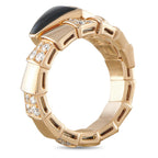 Bvlgari Serpenti 18K rose gold ring with diamond accents and black onyx tip
