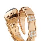 Bvlgari Serpenti rose gold ring with diamond accents and black onyx detail