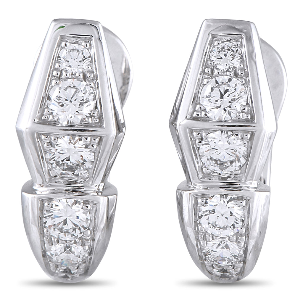 Bvlgari Serpenti 18K White Gold 1.52ct Diamond Earrings