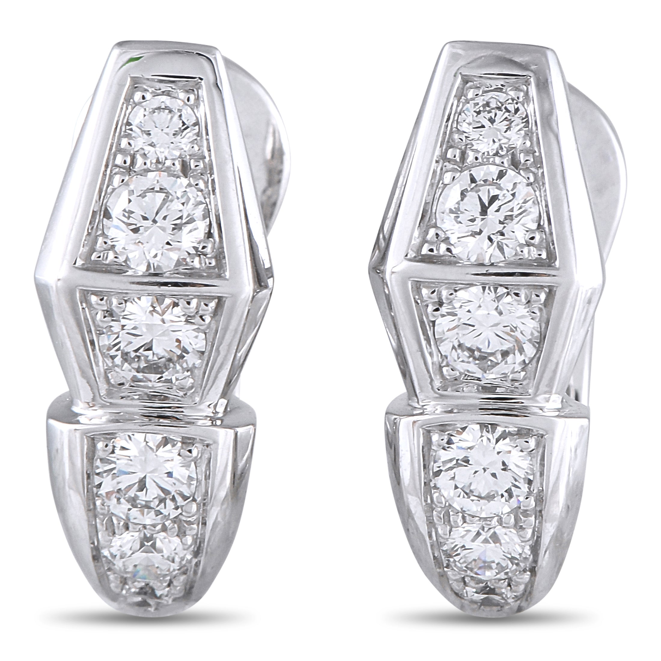 Bvlgari Serpenti 18K White Gold 1.52ct Diamond Earrings