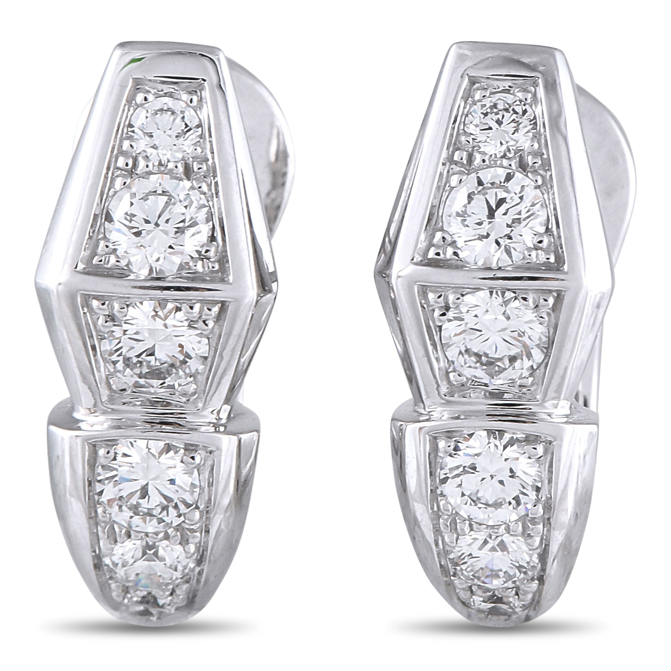 BvlgariSerpenti 18K White Gold 1.52ct Diamond Earrings – These Bvlgari Serpenti earrings will add a touch of luxury to any oc
