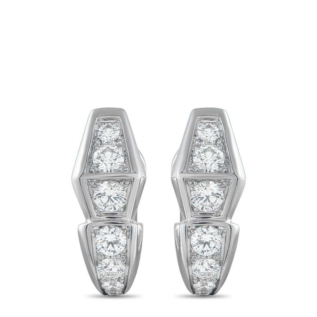 Bvlgari Serpenti 18K White Gold 1.52ct Diamond Earrings