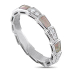 Bvlgari Serpenti 18K White Gold 0.41ct Diamond and Mother of Pearl Ring