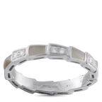 Serpenti 18K White Gold 0.41ct Diamond and Mother of Pearl Ring