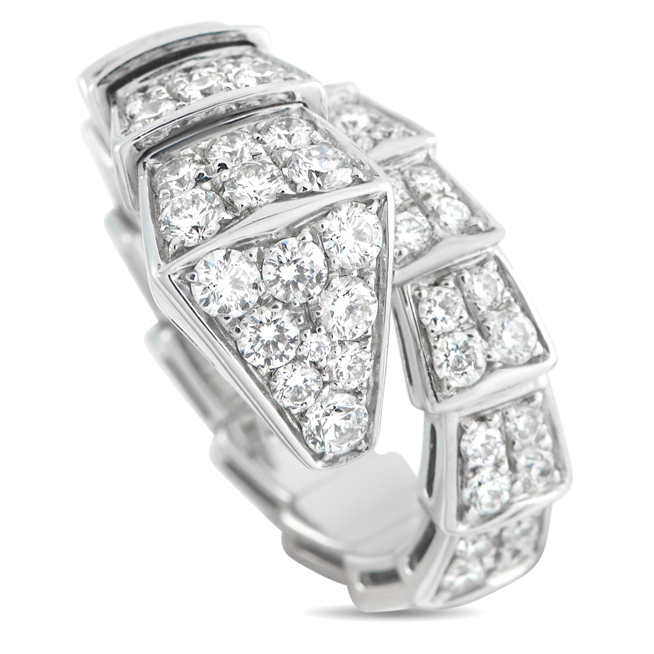 BVLGARI Serpenti Viper 18K White Gold Diamond Ring