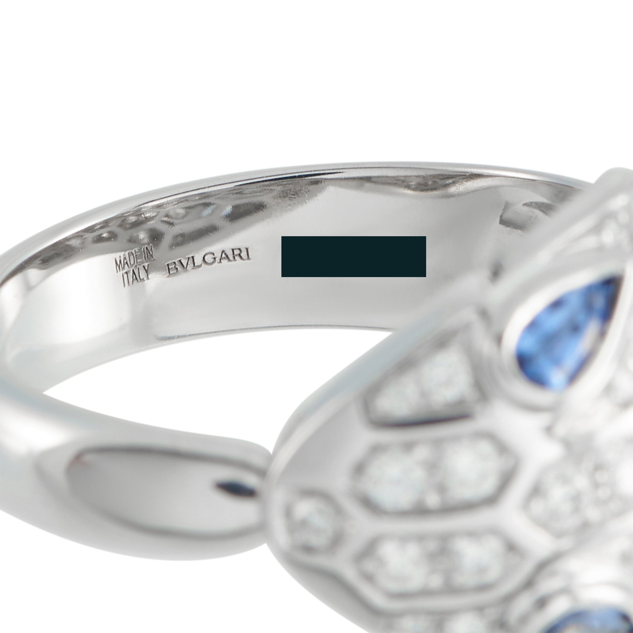 Bvlgari Serpenti 18K White Gold Diamond and Sapphire Ring