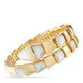 18K yellow gold bracelet with mother-of-pearl panel in geometric scale motif