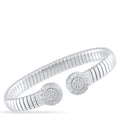 Bvlgari tubogas stainless steel diamond bracelet with ridged white metal bands