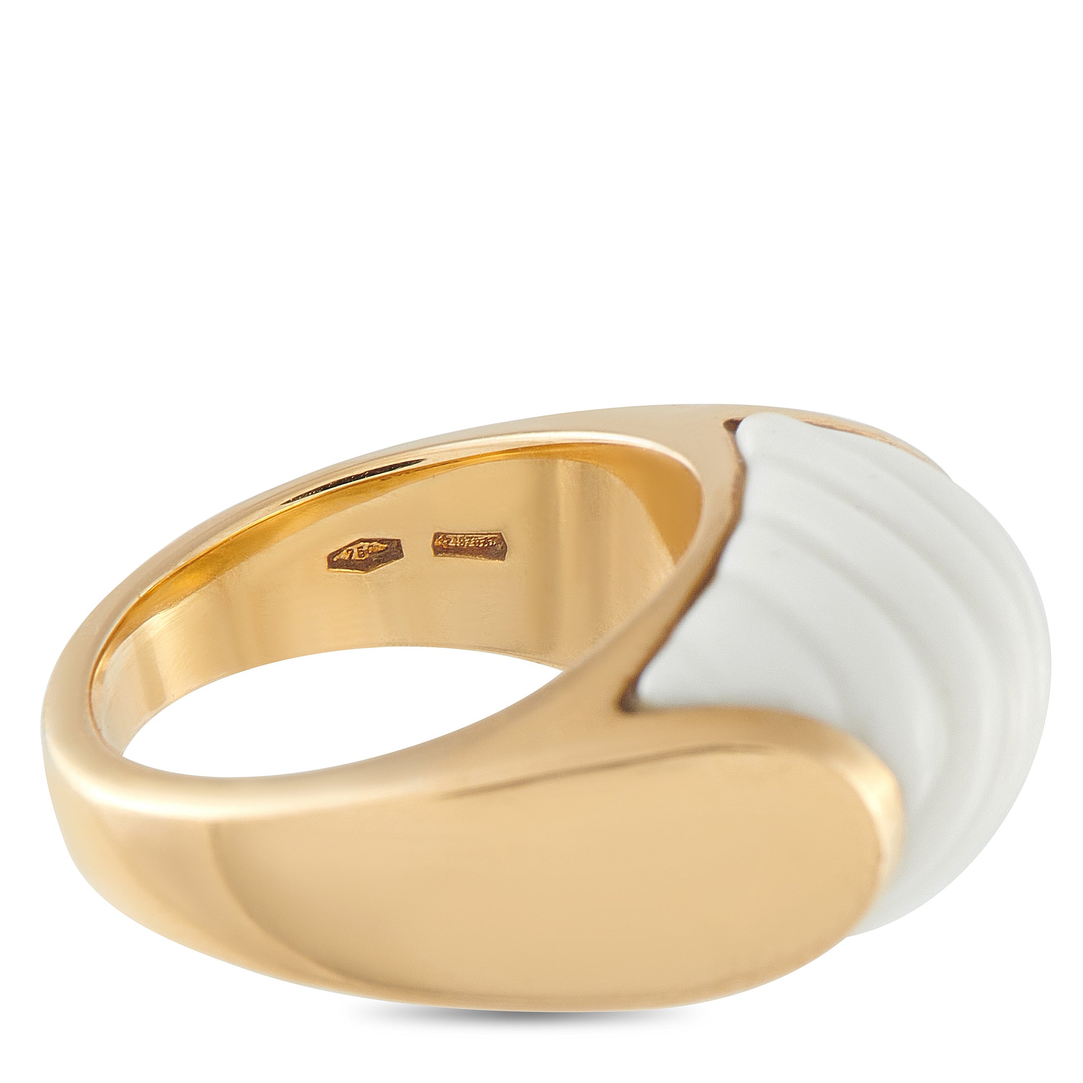 Bvlgari Tronchetto 18K Yellow Gold White Ceramic Ring