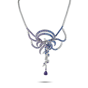 Rare Boucheron Cirque Du Soleil Inspiria Zed Necklace 14.65ct Diamond and 22.83ct Sapphires