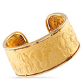 18k yellow gold elephant relief cuff bracelet with wide open design