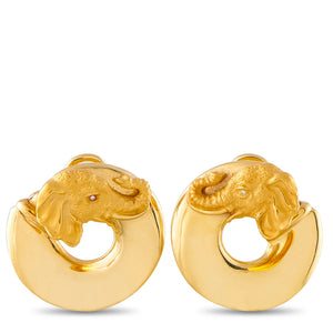 Carrera Y Carrera 18K Yellow Gold Diamond Elephant Hoop Earrings