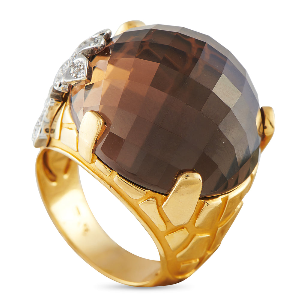 CARRERA Y CARRERA Giraffe 18K Yellow Gold Smokey Quartz Ring