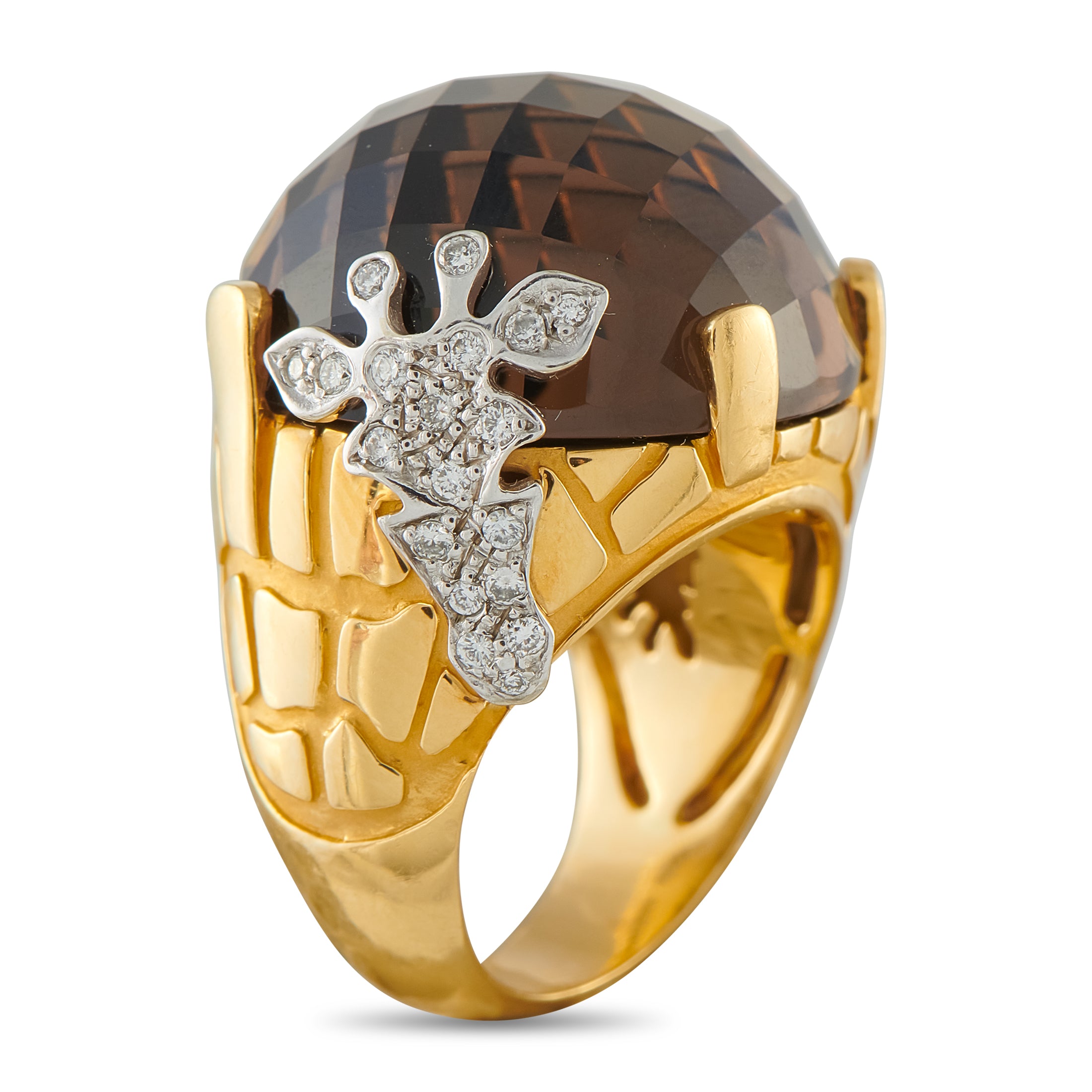 Carrera y Carrera Giraffe 18K Yellow Gold Smokey Quartz Ring