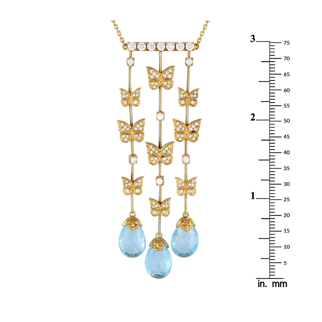 Carrera y CarreraBaile de Mariposas 18K Yellow Gold 1.45ct Diamond and Topaz Necklace