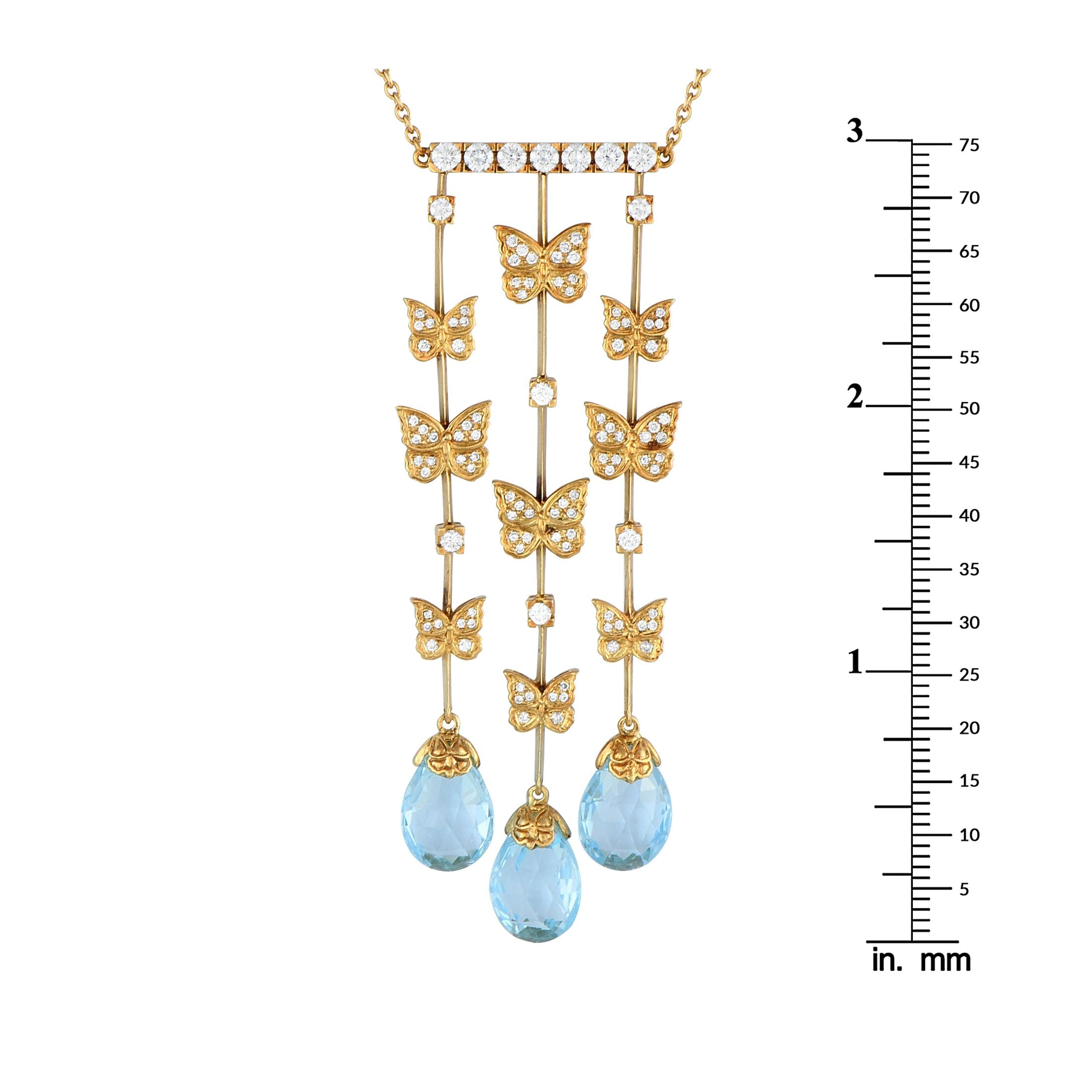 Carrera y CarreraBaile de Mariposas 18K Yellow Gold 1.45ct Diamond and Topaz Necklace