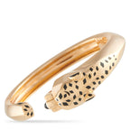 18K rose gold panther bracelet with black enamel spots, hinged bangle