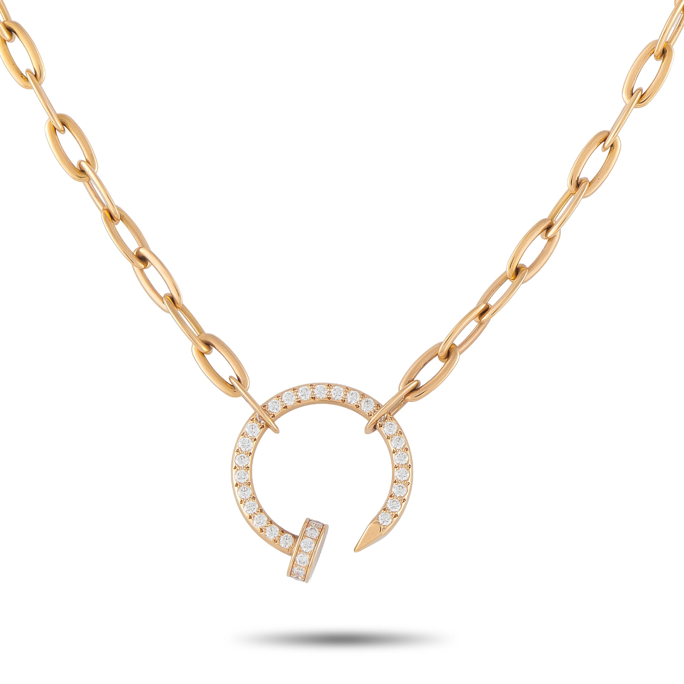 CARTIER Juste un Clou 18K Rose Gold 0.40ct Diamond Necklace