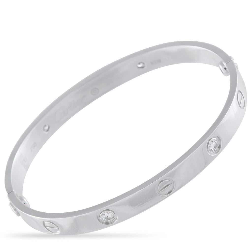 CartierLOVE 18K White Gold 4 Diamond Bracelet – This iconic Cartier LOVE bracelet is a luxury piece that will never go out of
