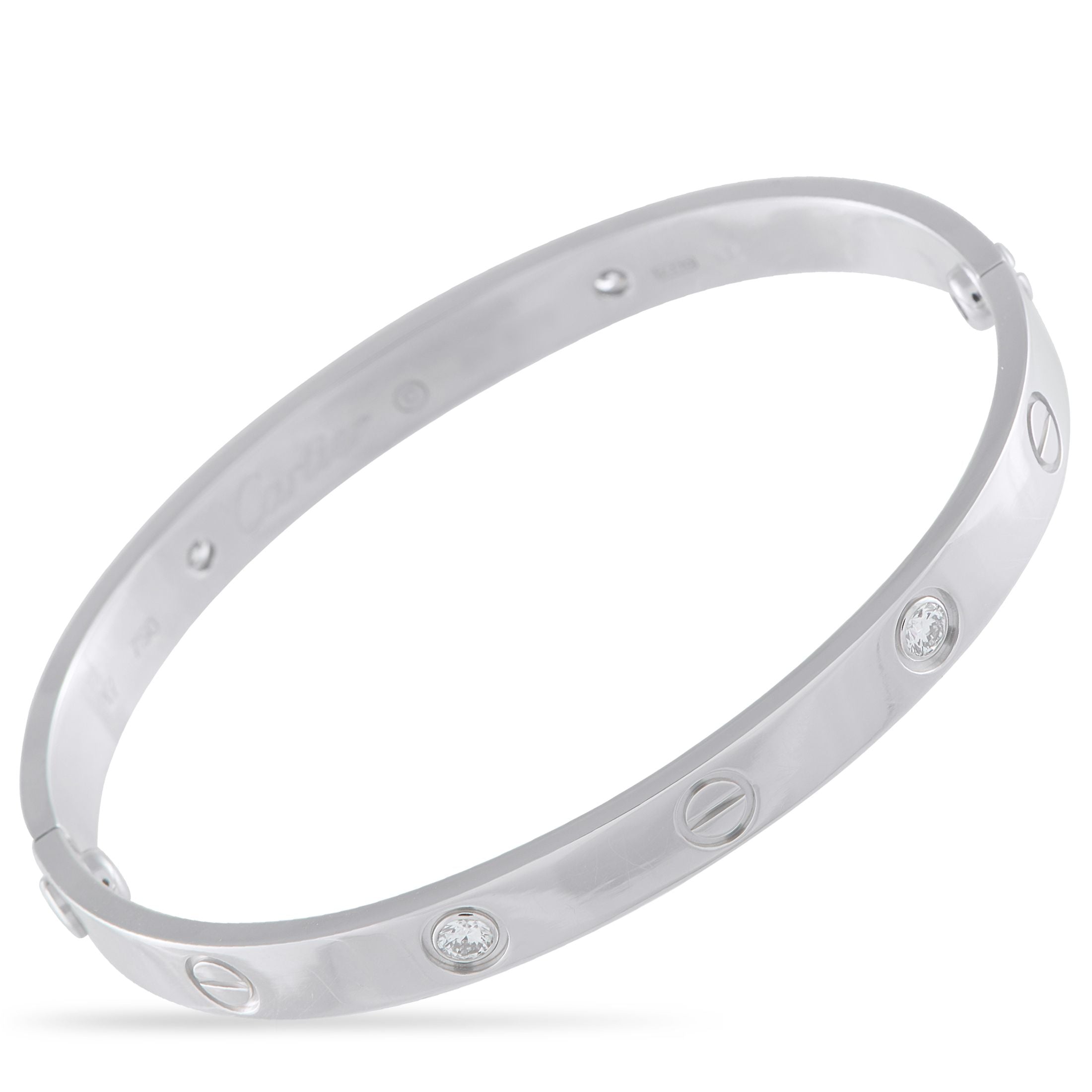 CartierLOVE 18K White Gold 4 Diamond Bracelet – This iconic Cartier LOVE bracelet is a luxury piece that will never go out of