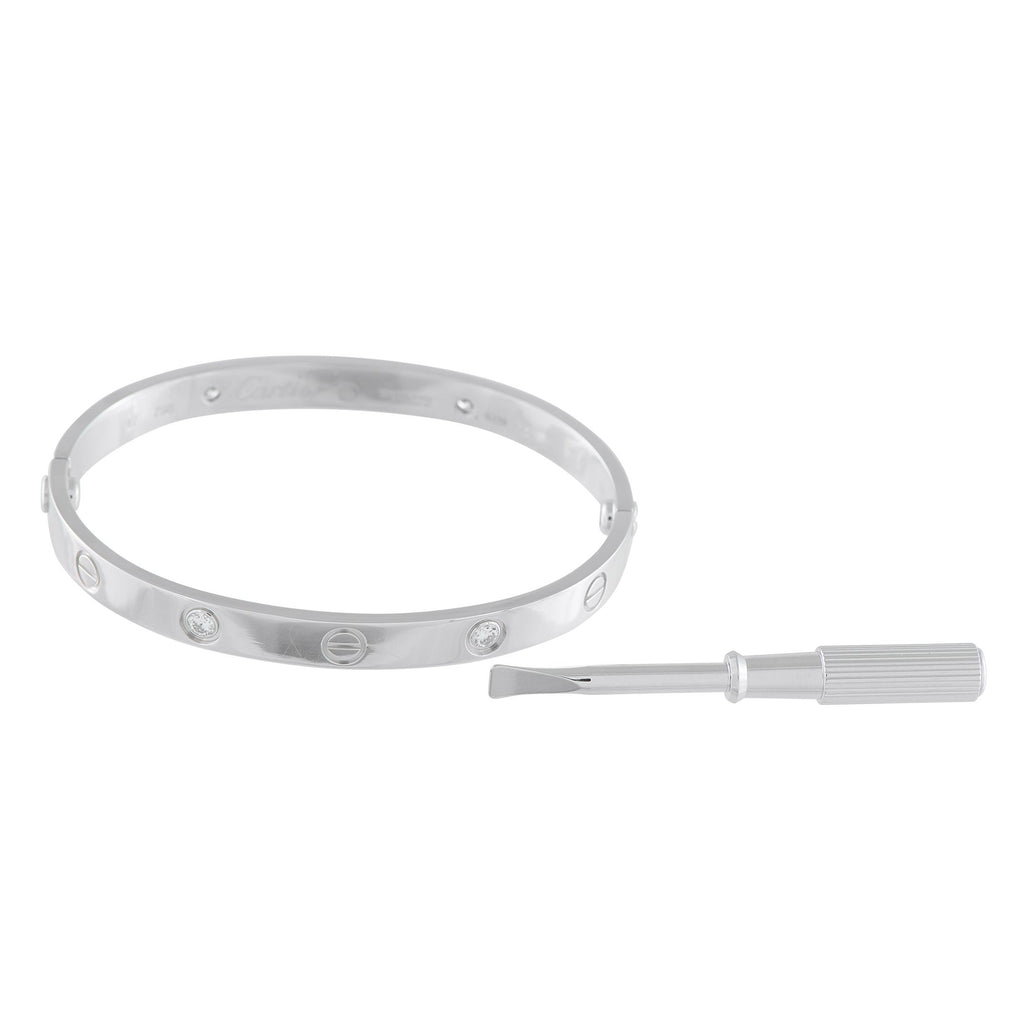 CartierLOVE 18K White Gold 4 Diamond Bracelet