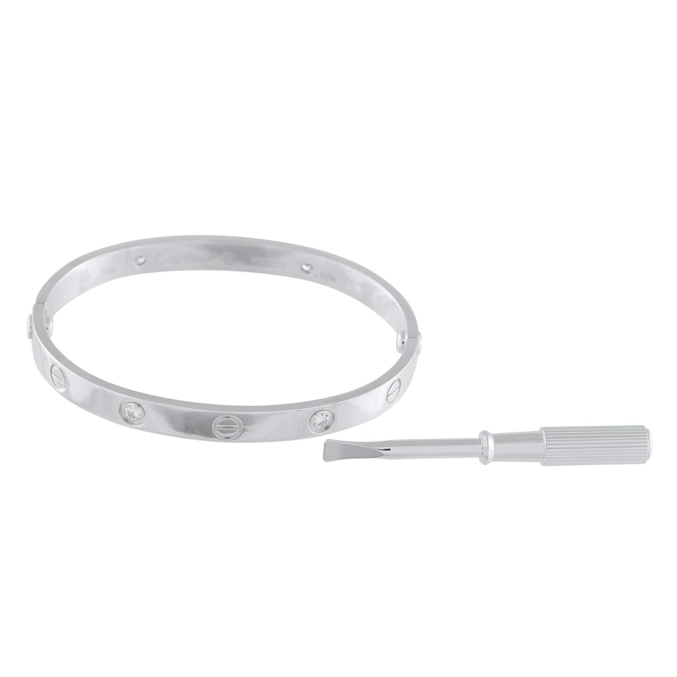CartierLOVE 18K White Gold 4 Diamond Bracelet
