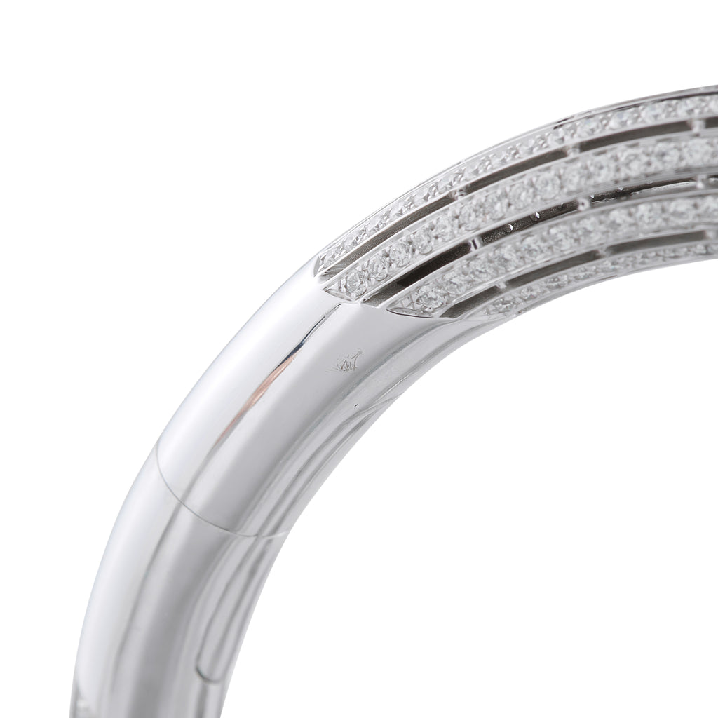 Cartier Geometry & Contrast 18K White Gold 12.73 ct Diamond, Turquoise, and Emerald Bracelet